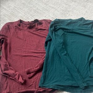 lululemon athletica Long Sleeve Tees - Burgundy and Teal